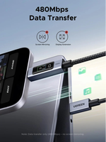 Kabel UGREEN 240W PD3.1 USB-C ke USB-C 1m dengan Layar Sentuh Digital, Pengisian Cepat, Sinkronisasi Data 480Mbps