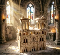 Rompecabezas 3D de Madera Personalizado, Libre de Tóxicos, Modelo de Iglesia, Catedral Gótica, para Decoración con Luz Nocturna