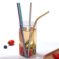 Ensemble de pailles à boire portables et réutilisables en acier inoxydable de qualité alimentaire avec sac écologique et brosse de nettoyage, accessoires de bar