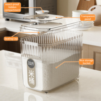 Récipient de stockage de riz en plastique Grain réservoir transparent 6L baril de riz distributeur de céréales organisateur de stockage