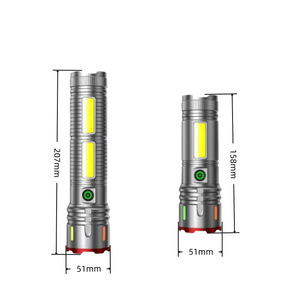 Aluminum Alloy <b>Flashlight</b> 207mm <b>Rechargeable</b> Zoomable Outdoor Led Light - Product Image 1