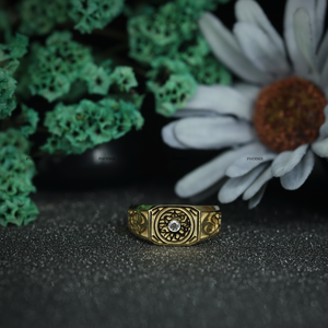 Moissanite Round Brilliant Cut <b>Vintage</b> Engagement <b>Ring</b> 925 Sterling Silver Yellow <b>Gold</b> Plated Wedding <b>Ring</b> by Phoenix Enterprise - Product Image 1