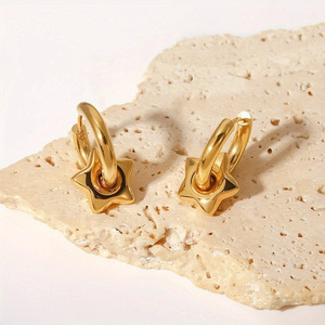 Hipoalergénico Sin deslustre PVD 18K Joyería chapada en oro Pendientes de moda Pendientes de acero inoxidable 316l al por mayor - Product Image 2