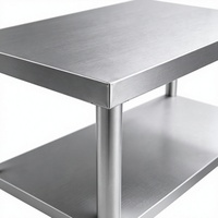 Table de préparation industrielle en acier inoxydable à 2 niveaux avec étagère inférieure et pieds réglables pour hôtel, restauration, boulangerie, cuisine