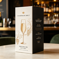 Boîte cadeau en papier biodégradable pour vin, avec lamination mate esthétique personnalisée, champagne brut, cuvée limitée, livraison express en 72h