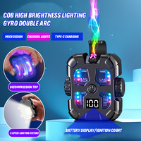 Briquet électronique créatif coupe-vent à double arc rechargeable par USB avec gyroscope au bout des doigts et éclairage COB