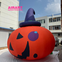 Citrouille gonflable personnalisée avec chapeau pour fête d'enfants, décoration d'Halloween, ballon géant gonflable en forme de citrouille sucrée