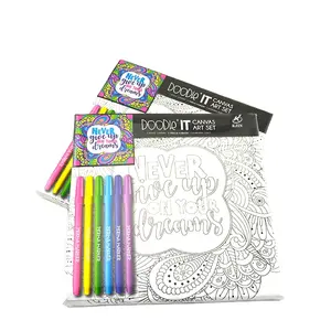 6 Kleuren Aquarel Brush Pen Schilderen Water Kleur Marker Pen Briefpapier Set Met Kleurboek Voor Kinderen