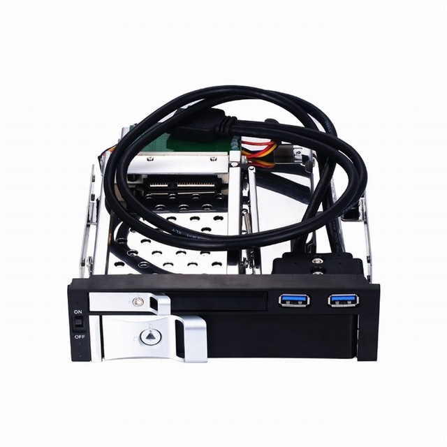 5.25 Inch Internal Dual Slot Hard Disk Case 2.5+3.5 Inch SATA HDD/SSD Enclosure Tool-free Design 2 USB3.0 Ports Safety Locks