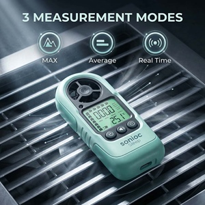 Moniteur numérique portable de vitesse du vent avec affichage de la température et rétroéclairage LCD pour la navigation, les drones, le golf et l'utilisation en HVAC - Product Image 5