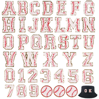 Patchs Chenille anglais blanc et rouge broderie paillettes lettre numéro bricolage Patch pour vêtements