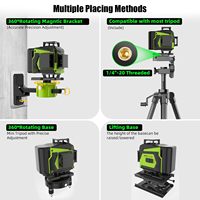 Niveau laser vert 3D/4D à 12/16 lignes, 360 degrés, de qualité industrielle/DIY, précision 2,5 mm/5 m, auto-nivelant électronique, vente en gros