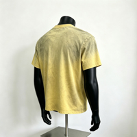 T-shirt Homme Épais 260 g/m² Délavé à l'Acide Jaune Vintage Effet Minéral Coupe Oversize Streetwear Coton Manches Courtes Personnalisable OEM