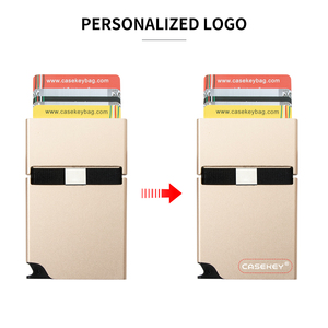 CASEKEY Custom Engravable Logo Aluminum Card Holder Case RFID Blocking Billetera Metalica Minimalist Smart <b>Wallet</b> for Men - Product Image 5