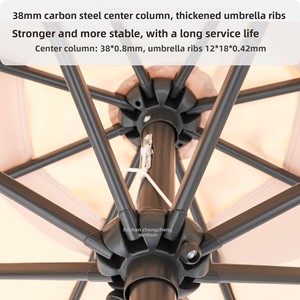 Sombrilla Grande de Hierro Forjado y Aleación de Aluminio para Balcón, Patio y Cafeterías, Modelo de Parasol con Poste Central de Hierro para Exteriores - Product Image 2