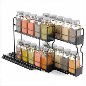 2 Pack 2 Tier Pull Out <b>Spice</b> <b>Rack</b> Organizer for Cabinet <b>Rotating</b> <b>Spice</b> <b>Rack</b> Organizer Seasoning Organize - Product Image 5