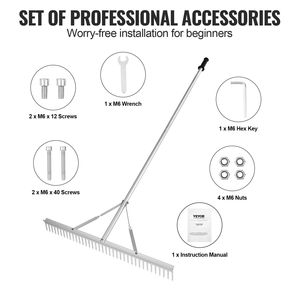 Râteau de paysage en gros DB, râteau de paysage en aluminium à tête de 36 ", râteau de mauvaises herbes de lac avec manche de 75" de long, pour ameublir le sol, voiture de pelouse - Product Image 4