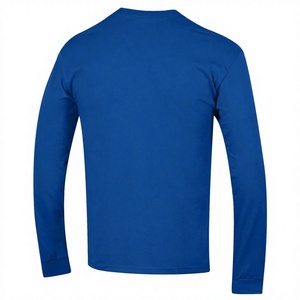 For Men's Royal Blue Long Sleeve Jersey Breathable T-Shirt with Front Screen Print <b>Logo</b> and O-Neck Design - Product Image 3