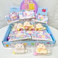 Lot de 12 jouets anti-stress en peluche en forme de croissant, gaufre, pain ananas, durian, avec pelote de laine scintillante – Boîte colorée