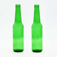 Bouteille de bière en verre personnalisé, verre à jus étincelant de 330ml avec capuchon de couronne, bouteille en verre de boissons non alcoolisées de 33cl