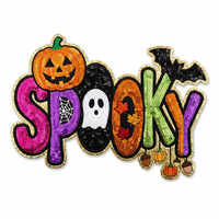 Patch brodé à sequins écologique pour la saison effrayante d'Halloween, grande applique citrouille et fantôme, thermocollant pour veste, sweat à capuche, sac, DIY