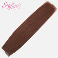 Extensions de cheveux humains en gros, double trame, à coller, effet peau # Extensions de cheveux lisses en ruban adhésif de couleur personnalisée 33