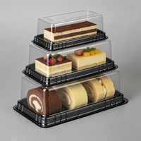 Plateau à gâteau transparent en plastique PET jetable Shuangqile Z320 avec base noire pour pain, salade, biscuits - Vente en gros