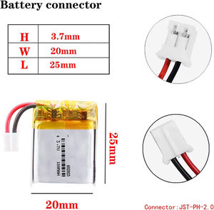 Tcbest <span class=keywords><strong>3.7V</strong></span> 150mAh 402025 <span class=keywords><strong>Lipo</strong></span> 배터리 충전식 리튬 폴리머 이온 배터리 팩 (JST 2.0mm 커넥터 포함) - Product Image 3