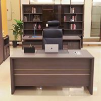 Table de bureau futuriste en bois d'excellente qualité, configuration élégante et moderne de réceptionniste