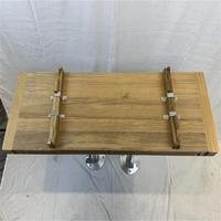 Table pliante en teck avec plateau 340/680 * 1000 mm, 13.4/26.8 * 39.4 pouces, rectangulaire avec incrustation étoile, pour yacht marin et camping-car TW35100