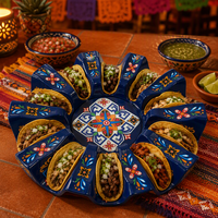 Plateau de service pour tacos mexicains colorés en mélamine sans BPA, plateau décoratif pour apéritifs pour Halloween
