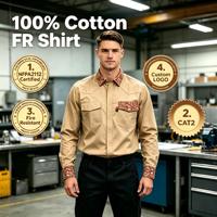 Chemises ignifuges FR, protection contre les arcs électriques, coton mi-lourd, NFPA2112 CAT1, chemise résistante aux flammes, vêtements de travail