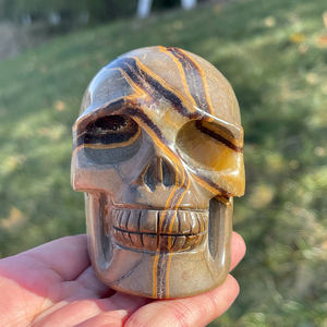 Escultura de Crânio de Cristal de Pedra Natural para Cura, 4 Polegadas, Escultura de Cristal Septarian para Decoração - Product Image 5