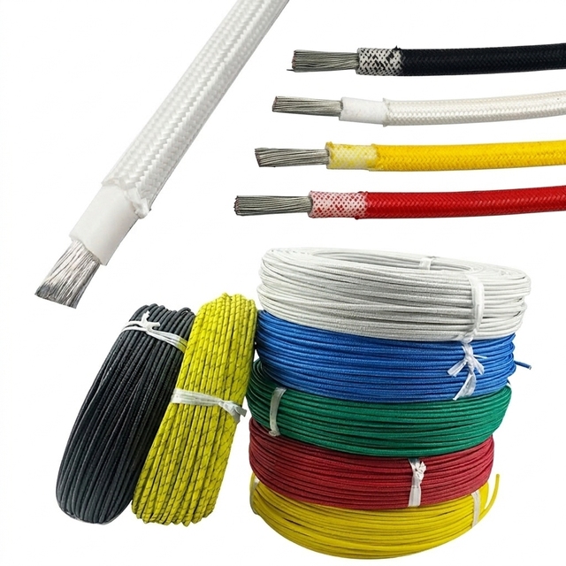 High Temperature Silicone Wire 300°C Tinned Copper Fiberglass Coating Flexible Heat Resistant Cable 4 8 12 14 22 24 26 28AWG