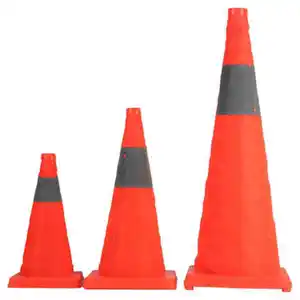 Telescopic Road Cone Convenient Safety Reflective Cone Folding With Lights Barricade Warning Emergency Ice-cream Bucket 45cm
