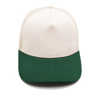 Casquette de camionneur personnalisée bicolore en coton de haute qualité à 6 ou 5 panneaux avec visière verte, vente en gros, casquettes de camionneur en maille