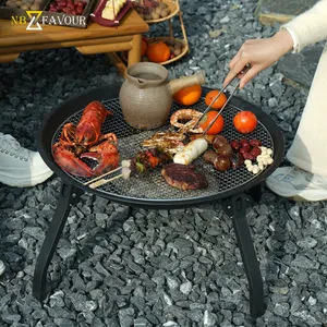 NB-FAVOUR Steel Portable Outdoor Fire Pit Multifunctional Folding Brazier For Camping Beach Bonfire Picnic In Backyard Garden