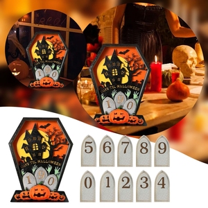 Calendario dell'Avvento di <span class=keywords><strong>Halloween</strong></span>, Ornamento Decorativo Fai-<span class=keywords><strong>da</strong></span>-Te, Blocchi di Legno Rimovibili a Forma di Albero <span class=keywords><strong>per</strong></span> Decorazione <span class=keywords><strong>da</strong></span> Scrivania o Regalo - Product Image 1