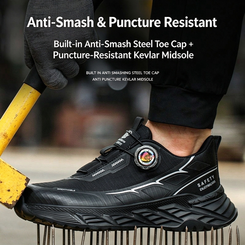 Anti-Slip Puncture Resistant Safety Shoes Steel Toe Cap Breathable Mesh ...