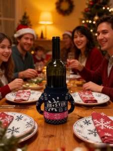 定制可爱100% 亚克力促销提花刺绣酒瓶毛衣 - Product Image 3