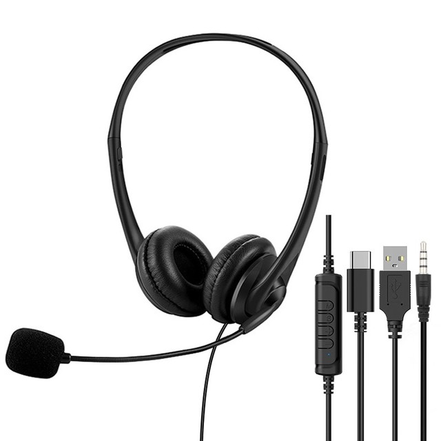 Wired 3.5mm Over-Ear Gaming Headphones with Microphone IPX-4 Waterproof USB/Type-C & 3.5mm Interfaces