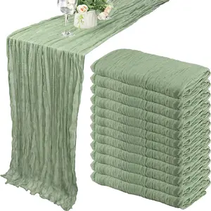<span class=keywords><strong>Runner</strong></span> da Tavolo in Garza di Poliestere Dobby, Stile Boho Romantico ed Elegante, con Motivo Continuo, Lungo, Tessuto in Garza, Personalizzabile per Matrimoni e Cerimonie Nuziali - Product Image 1