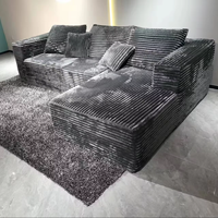 US-Kostenloser Versand Graues Komprimiertes Ecksofa im Karton L-Form China Boneless Sofa Couch