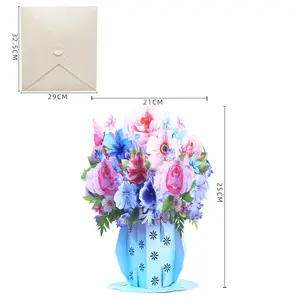 Biglietto di auguri bouquet di fiori di buon compleanno cartolina d'invito pop-up 3d più venduta