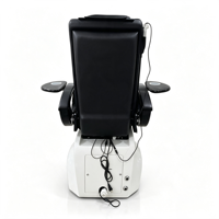 Fauteuil de pédicure massant avec table de manucure, ensemble de mobilier pour salon de manucure, station de pédicure spa, repose-pieds gris matelassé avec bassin bleu sarcelle