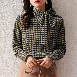 Camicia da <span class=keywords><strong>Donna</strong></span> alla Moda in Stile Retrò Europeo e Americano, Manica Lunga, Nera, Tessuta, Casual per Primavera, Estate e Autunno - Product Image 1