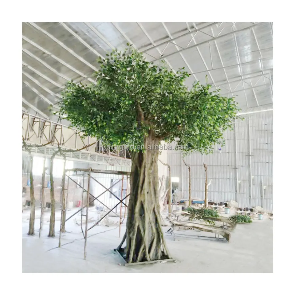 Songtao A34 3.7*4M Grote Kunstmatige Banyan Eik Uv Gecertificeerde Anti-Uv Decoratieve Plant Voor Landschap Als Middelpunt
