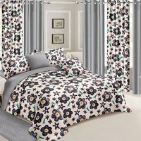 Collection de literie de luxe en gros, design 6 pièces, ensemble de draps, housse de couette et rideaux assortis