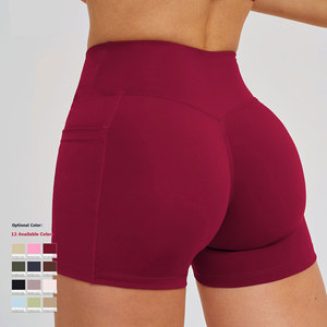 Ensemble <span class=keywords><strong>de</strong></span> yoga sportif uni avec logo personnalisé, taille haute, col en V, sans couture, respirant, anti-transpiration, leggings courts pour <span class=keywords><strong>femmes</strong></span> - Product Image 2