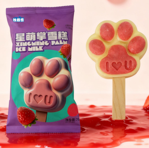 Une <span class=keywords><strong>crème</strong></span> <span class=keywords><strong>glacée</strong></span> exotique et charmante en forme de pattes de chat, aux saveurs fruitées et chocolatées, emballée dans un sac - Product Image 2